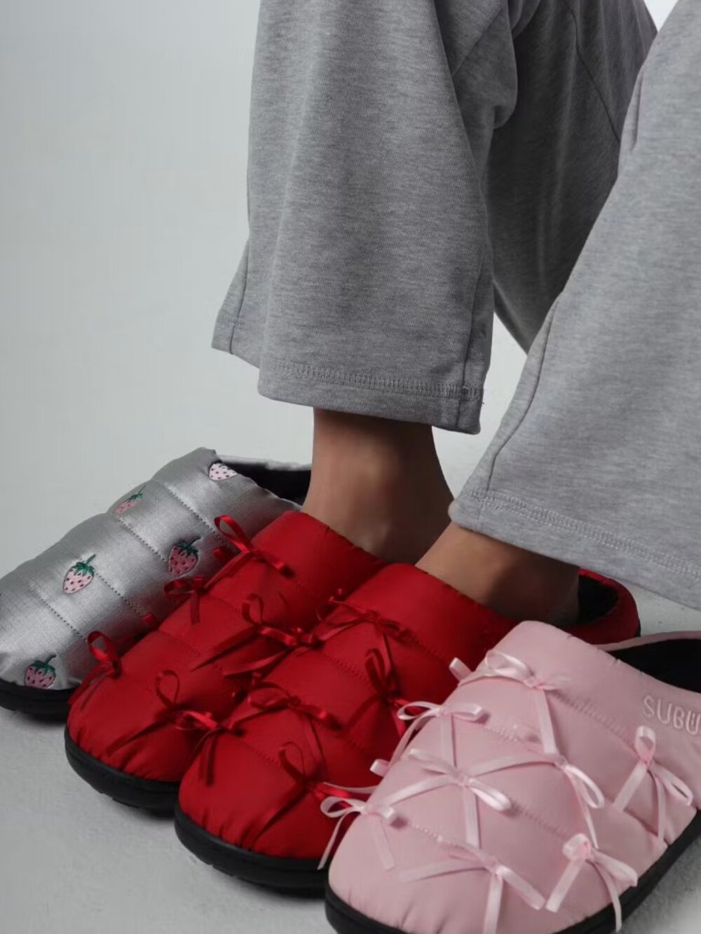 NEW Sandy Liang x Subu Red Bow Slippers